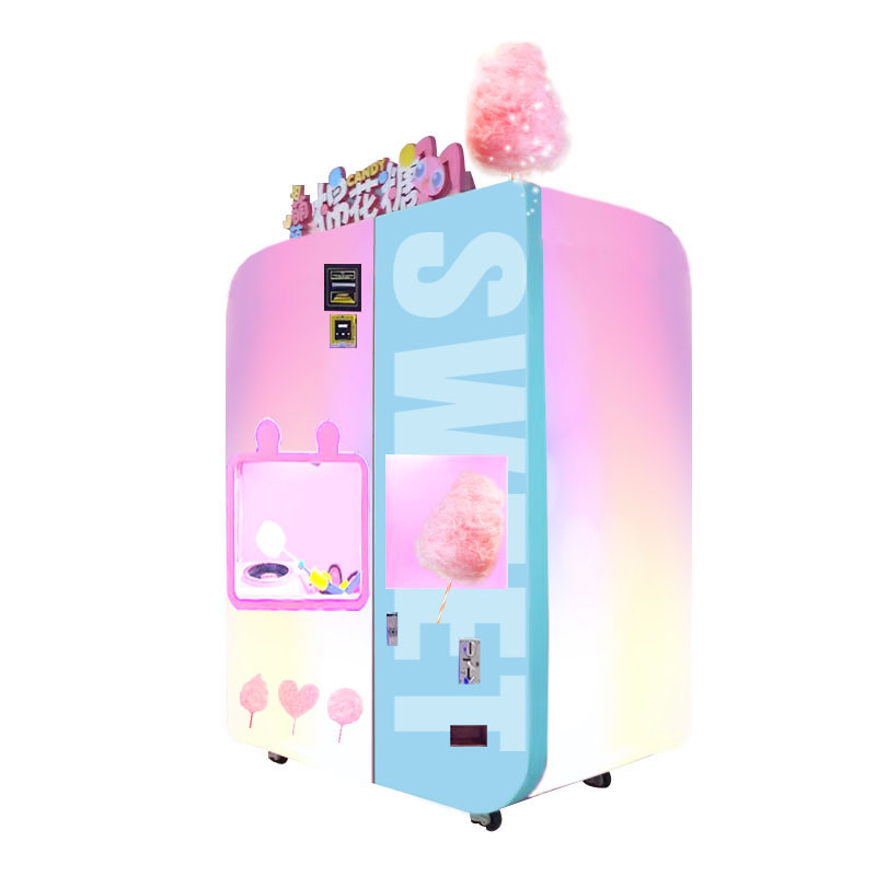Máquina de venda automática de algodão doce e sorvete em lojas não tripuladas