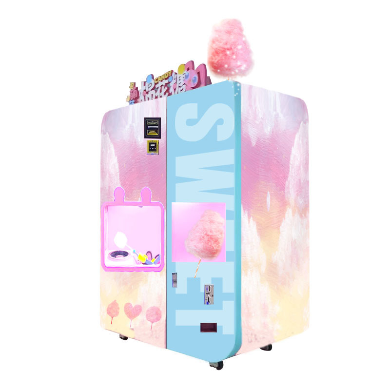Produção de algodão doce com máquina automática e logotipo personalizado e seleção de forma