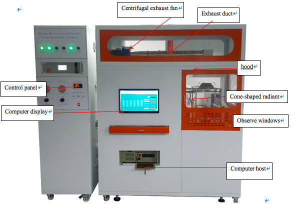 Equipamento de testes da inflamabilidade da taxa de liberação do calor do calorímetro do cone com ISO 5660 GB/T 16172