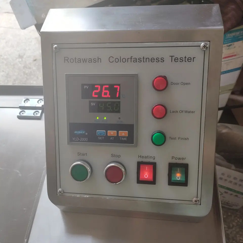 Máquina de resistência à cor de alta performance Rotawash para teste de têxteis com corpo de aço inoxidável e tempo de funcionamento ajustável