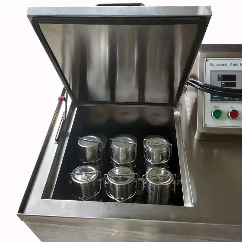 Máquina de resistência à cor de alta performance Rotawash para teste de têxteis com corpo de aço inoxidável e tempo de funcionamento ajustável