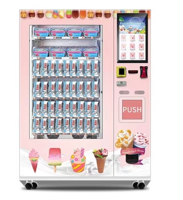 Máquina de venda automática completa para venda conveniente de sorvete com controle remoto e sistema de alerta