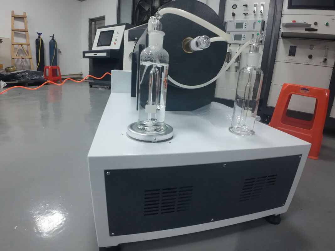Teste de corrosão da combustão de cabos de gás halógenos com sistema de medição da condutividade do pH conforme com a norma IEC 60754 e equipado com fixadores de aço inoxidável e sistemas elétricos ajustáveis