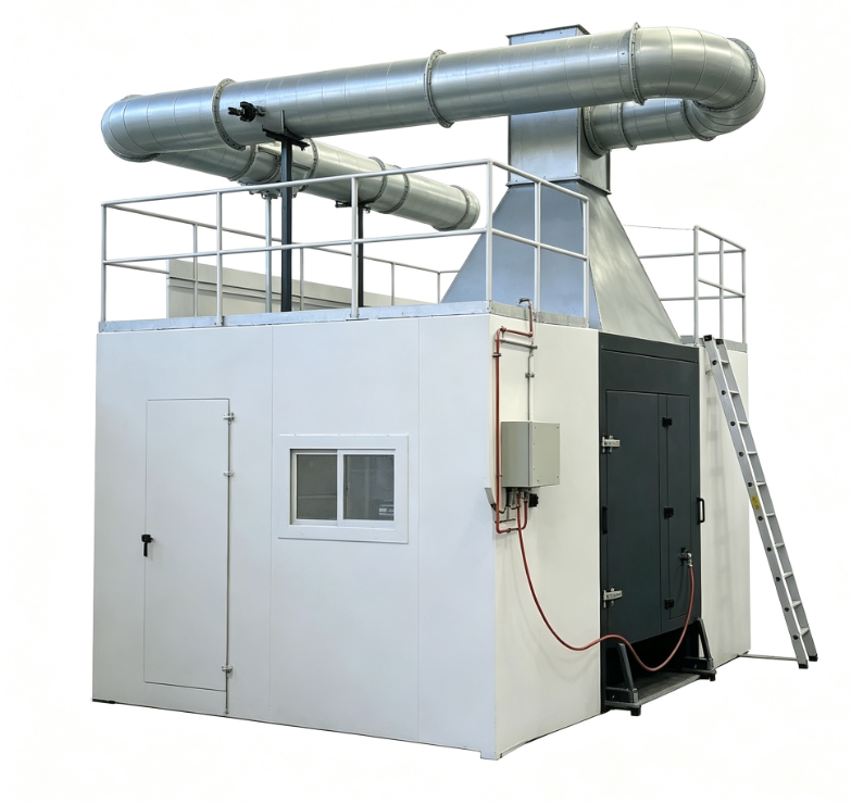 Aparelho de Teste de Item Único em Combustão em Conformidade com a EN 13823 com Queimadores de Propano de 31 kW e Medição de Densidade de Fumaça Integrada