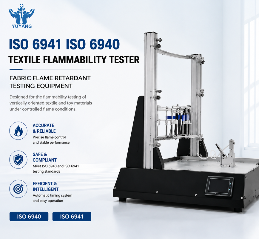 Equipamento de ensaio de inflamabilidade ajustável com aço inoxidável SUS 304 e controlo PLC para materiais têxteis e brinquedos