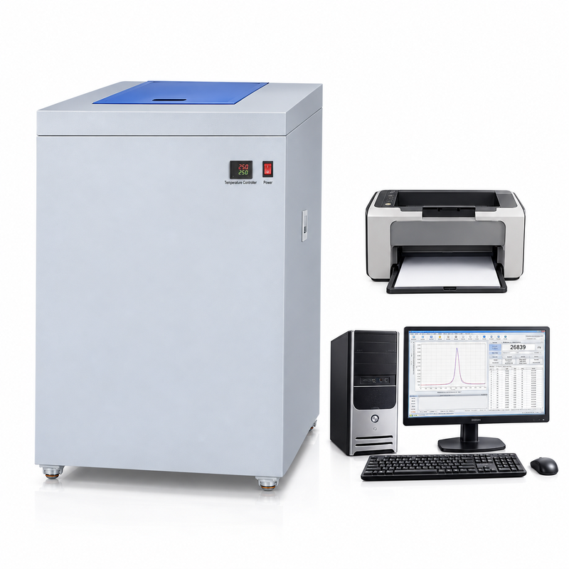 Máquina de ensaio do valor calórico bruto conforme com a norma ISO 1716 com volume de bomba de 300 ml e resolução de temperatura de 0,0001 °C