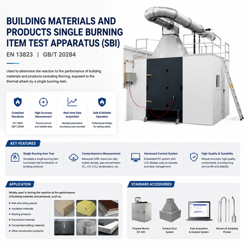 Aparelho automático de ensaio de combustível único SBI Reacção ao fogo Equipamento de ensaio de materiais de construção