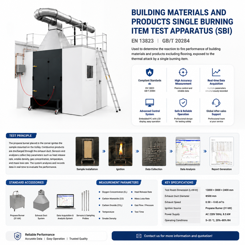 Máquina de Teste de Resistência ao Fogo de Materiais de Construção Testador de Item Único em Chamas com Sistema de Aquisição de Dados