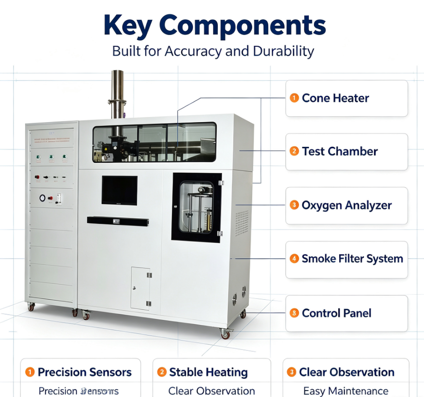 Oxygen Consumption Cone Calorimeter Building Material Heat Release Rate Tester Combustion Flammability Fire Testing Machine