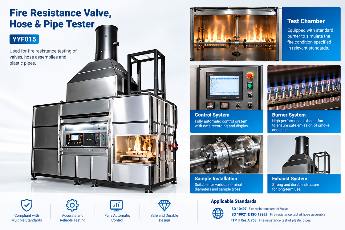 ISO10497 ISO19921 ISO19922 Compliant Fire Resistance Valve Tester with Adjustable Dropping Height 30-40mm and Platinum Electrode