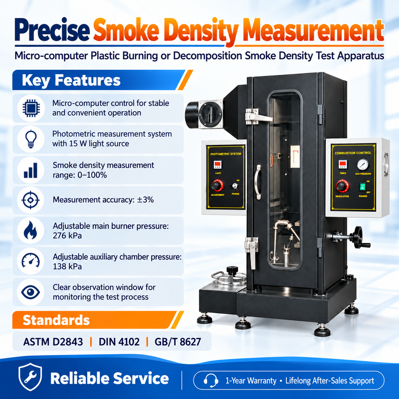Plastic Burning & Decomposition Smoke Density Testing Machine, Photometric Smoke Density Test Equipment for Fire Safety Performance Evaluation